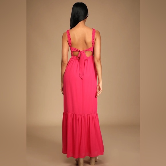 LULUS Wish Come True Pink Smocked Tie-Back Maxi Sundress - XS - Picture 2 of 6